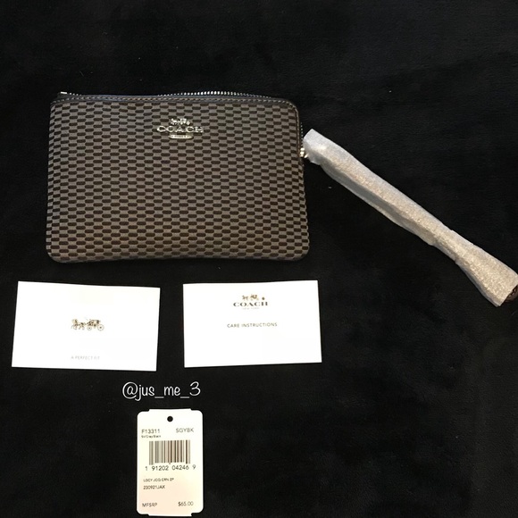 Coach Legacy Jaquard Wristlet Gray/Black/Silver - Picture 7 of 8